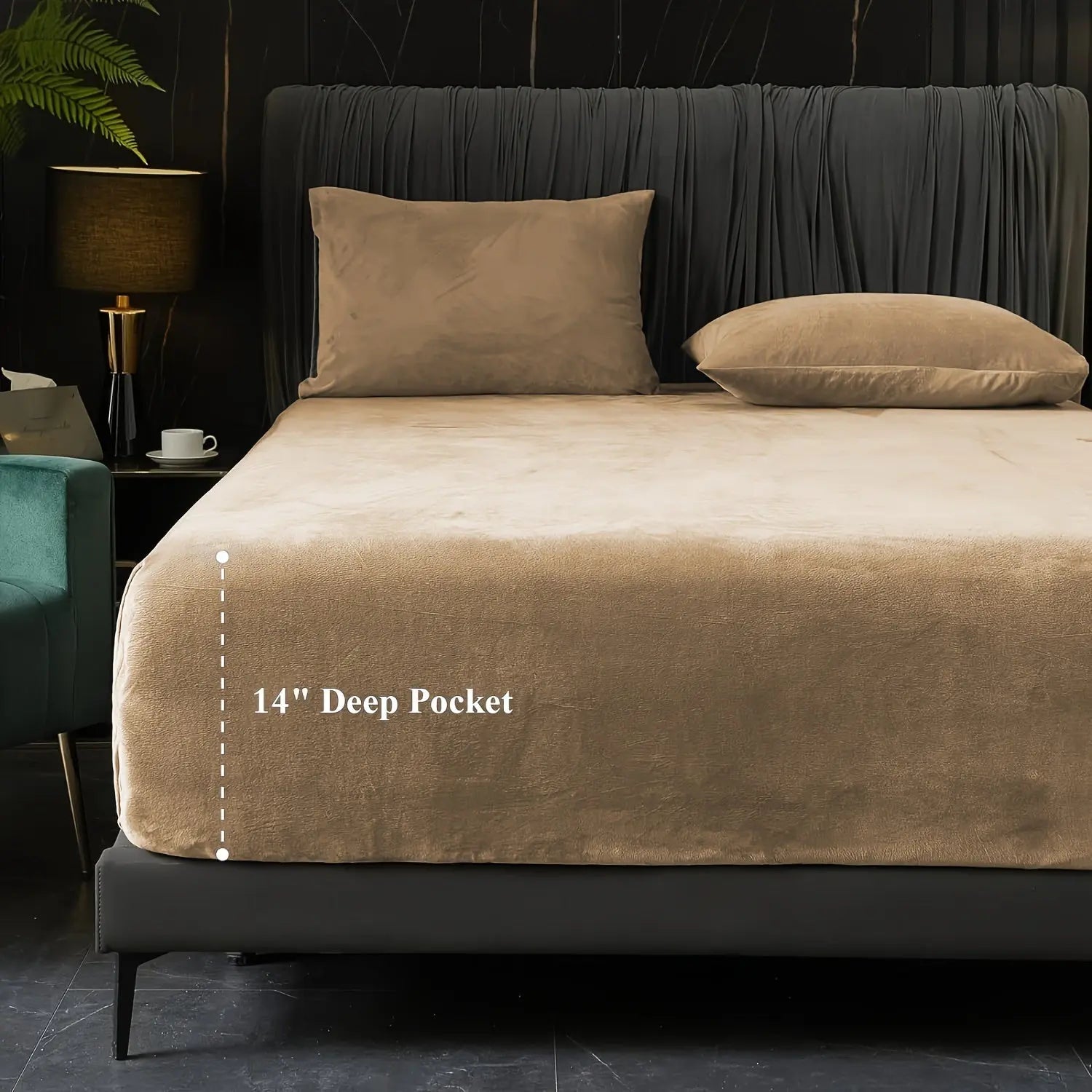 3-Piece Deep Pocket Velvet Fitted Sheet Set - Ultra-Soft Bedding with Pillowcases - TARHUS