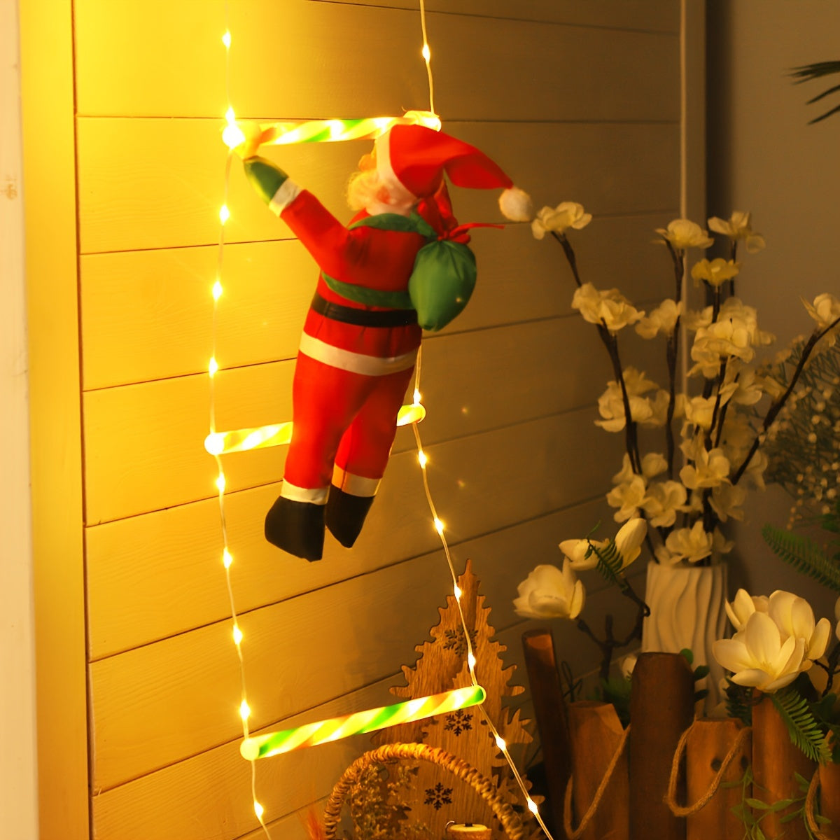 LED Christmas Ladder Light – Battery-Powered Santa Climbing Decoration TARHUS Christmas