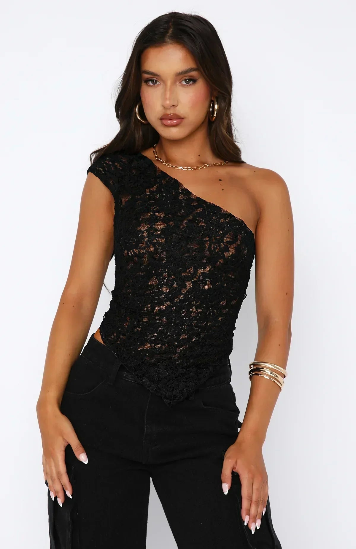 Women's Lace One Shoulder Wrap Back Top TARHUS Women's Tank Tops