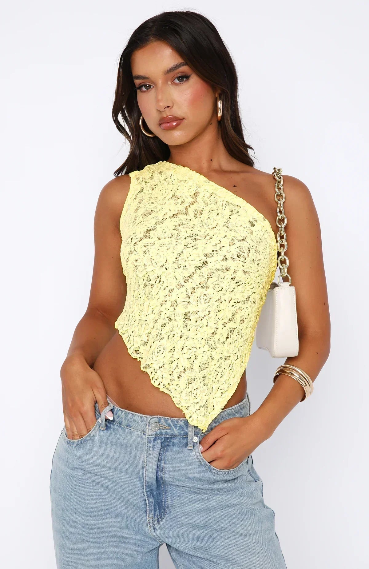 Women's Lace One Shoulder Wrap Back Top TARHUS Women's Tank Tops