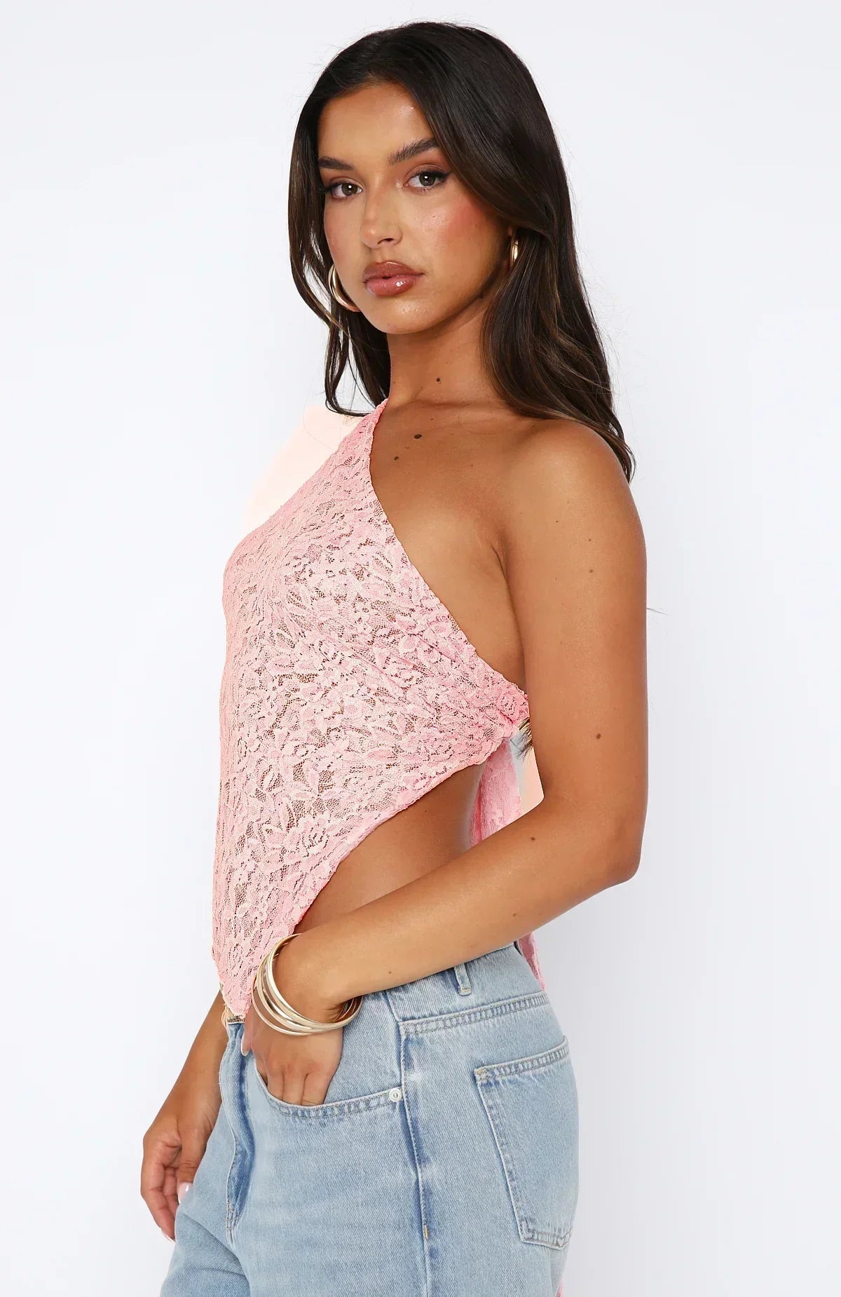 Women's Lace One Shoulder Wrap Back Top TARHUS Women's Tank Tops