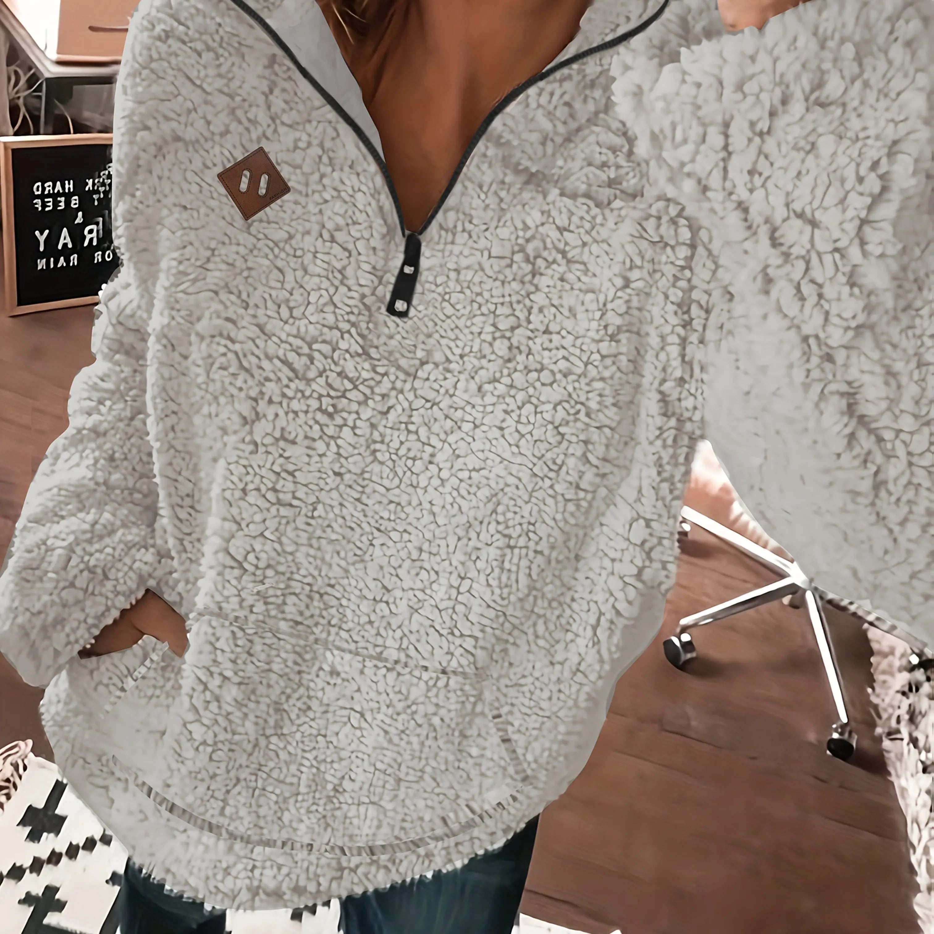 Maddy™ Women’s Fleece Half-Zip Pullover – Cozy Shearling Knit Sweatshirt with High Neck - TARHUS