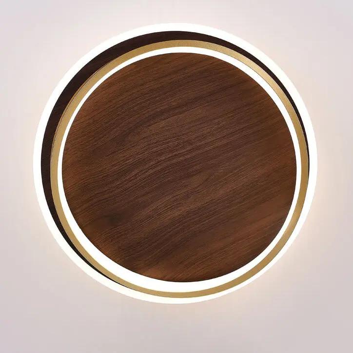 Nordic Minimalist Circular Walnut Grain LED Flush Mount Ceiling Light - TARHUS