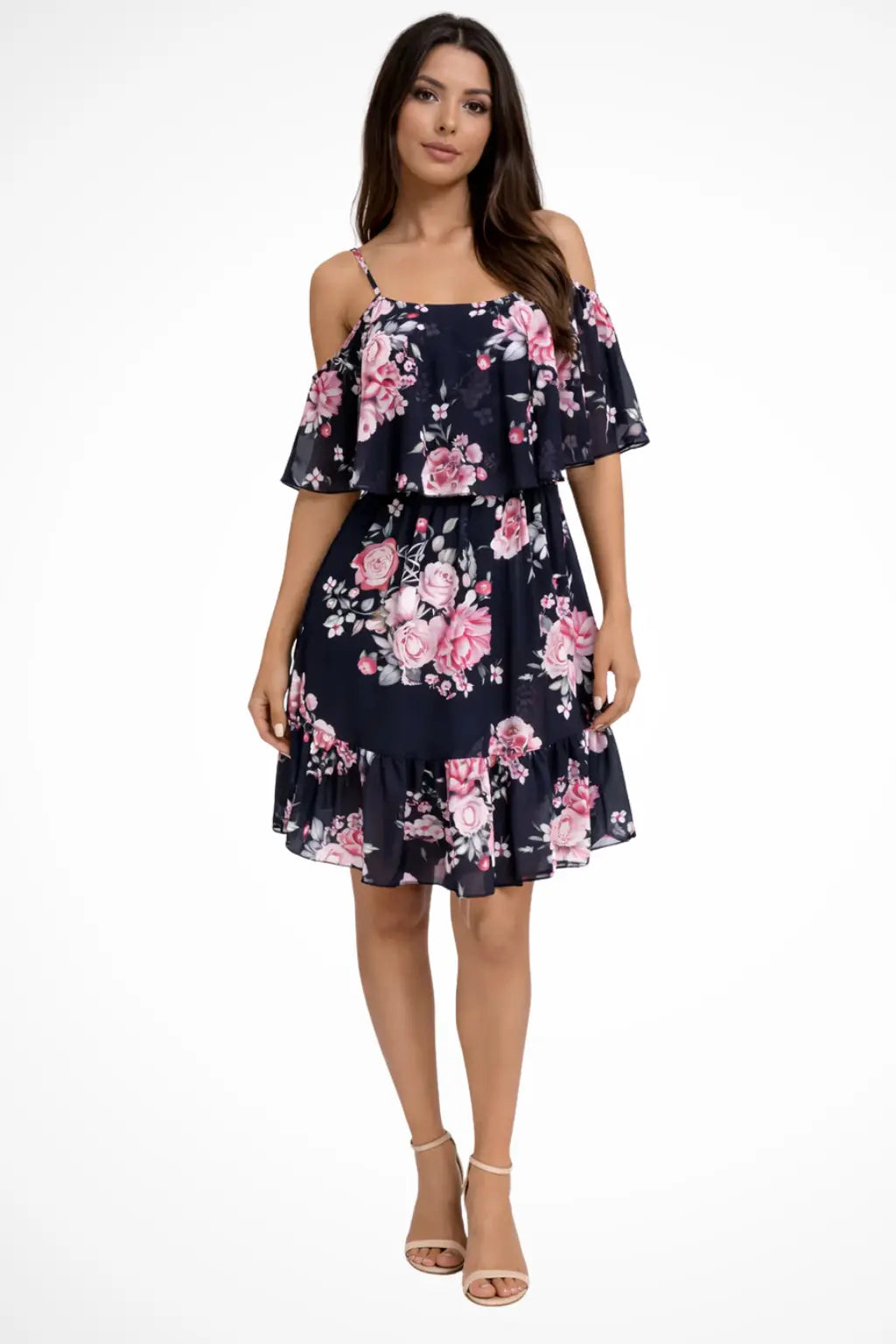 Lila | Women Off Shoulder Floral Chiffon Ruffle Mini Boho Dress TARHUS