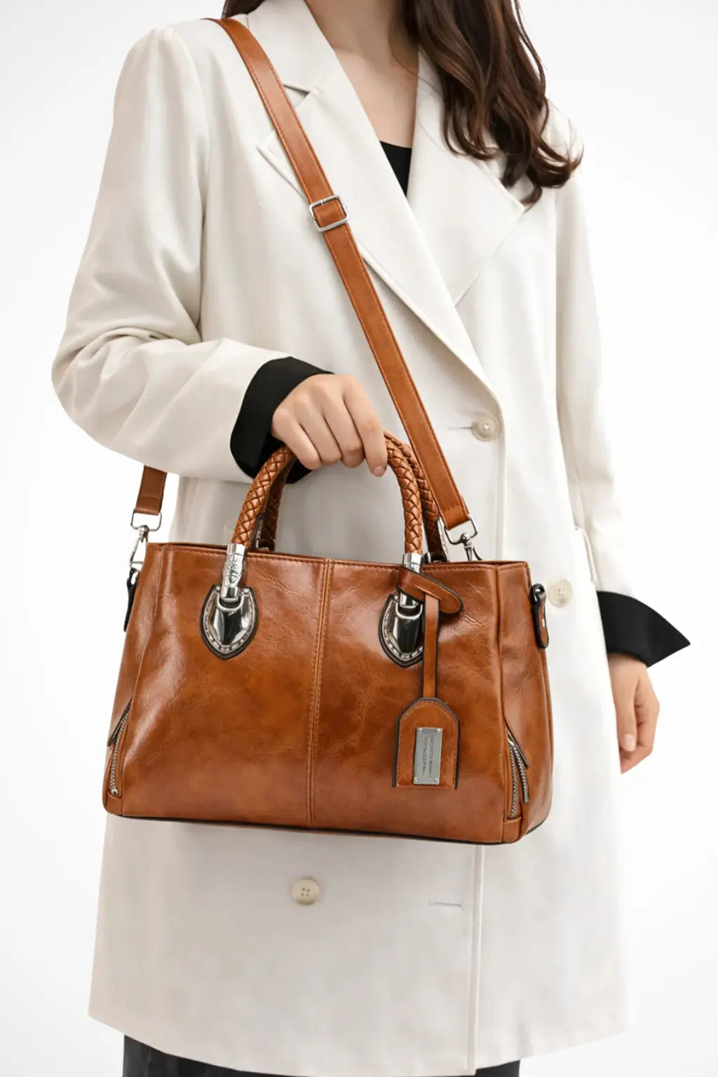 Valencia | Women Braided Handle Structured Handbag TARHUS