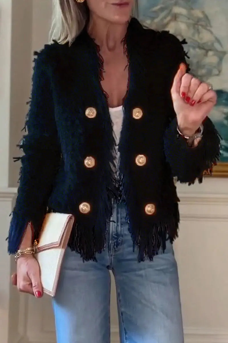 Women's Tassel Cardigan Jacket – Elegant Long-Sleeve Outerwear TARHUS Women Clothing