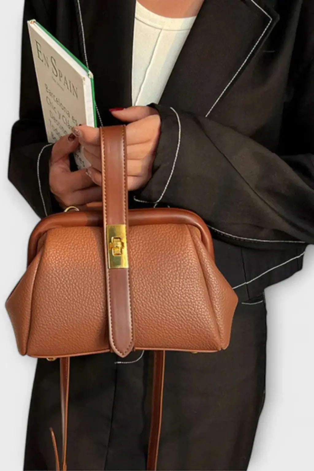 Joanna | Women Structured Mini Top Handle Crossbody Bag with Gold Clasp TARHUS