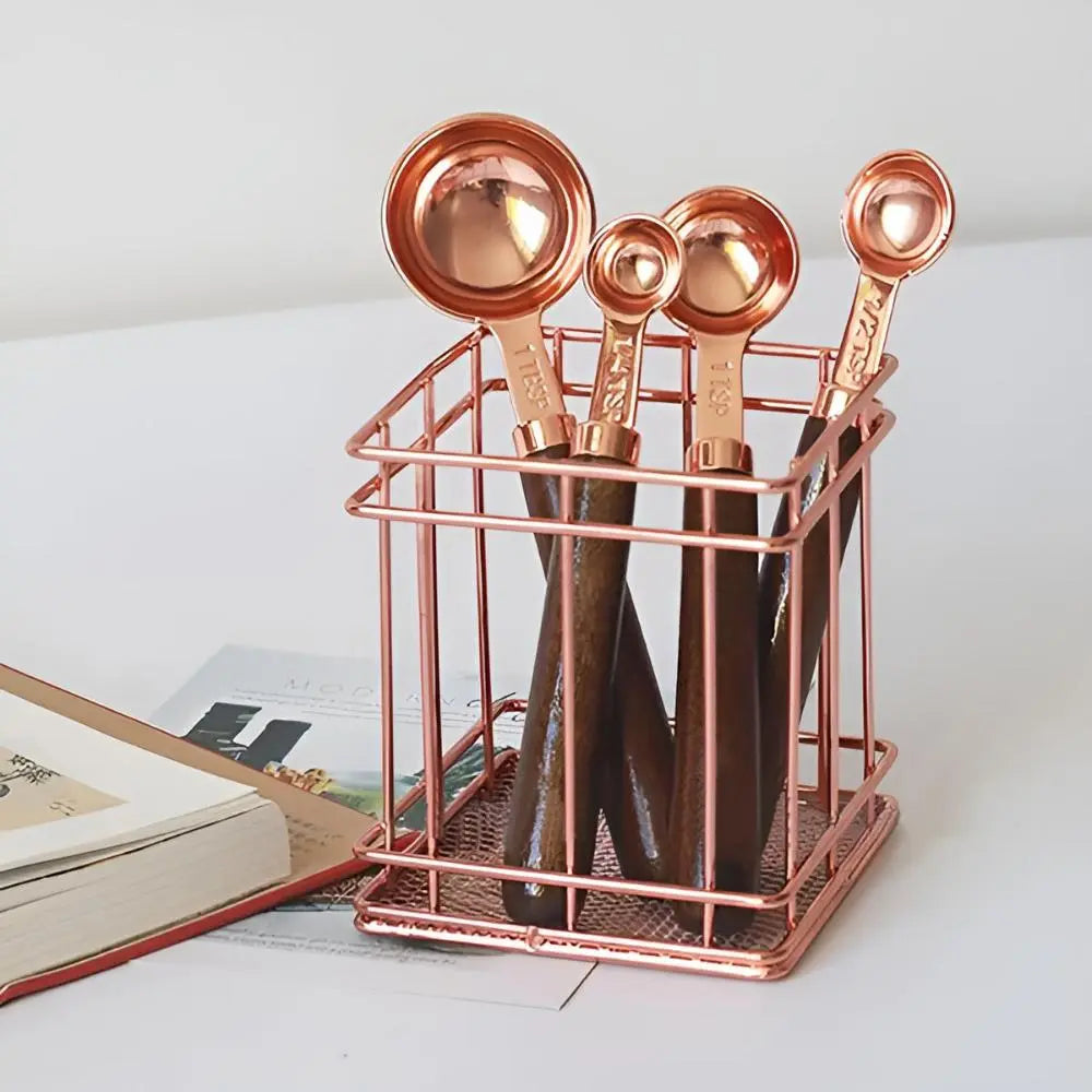 Copper Measuring Set | Cups & Spoons – Walnut Handle Kitchen Tools TARHUS Cooking Utensils