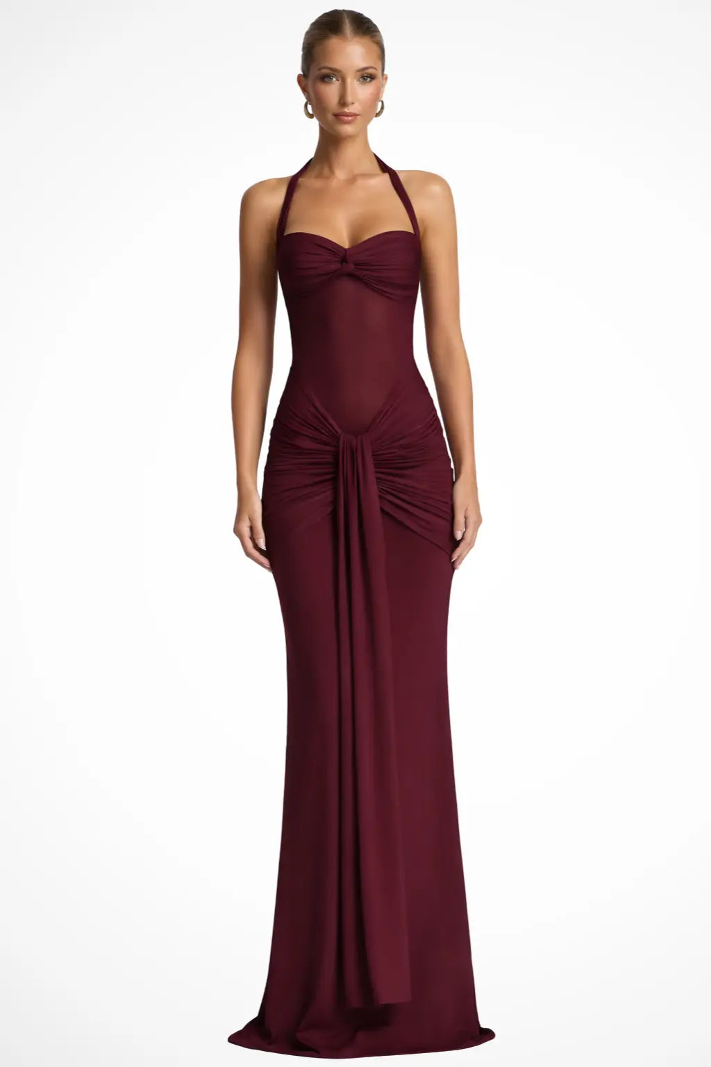Celine | Women Halter Neck Ruched Wedding Guest Maxi Dress TARHUS Dresses