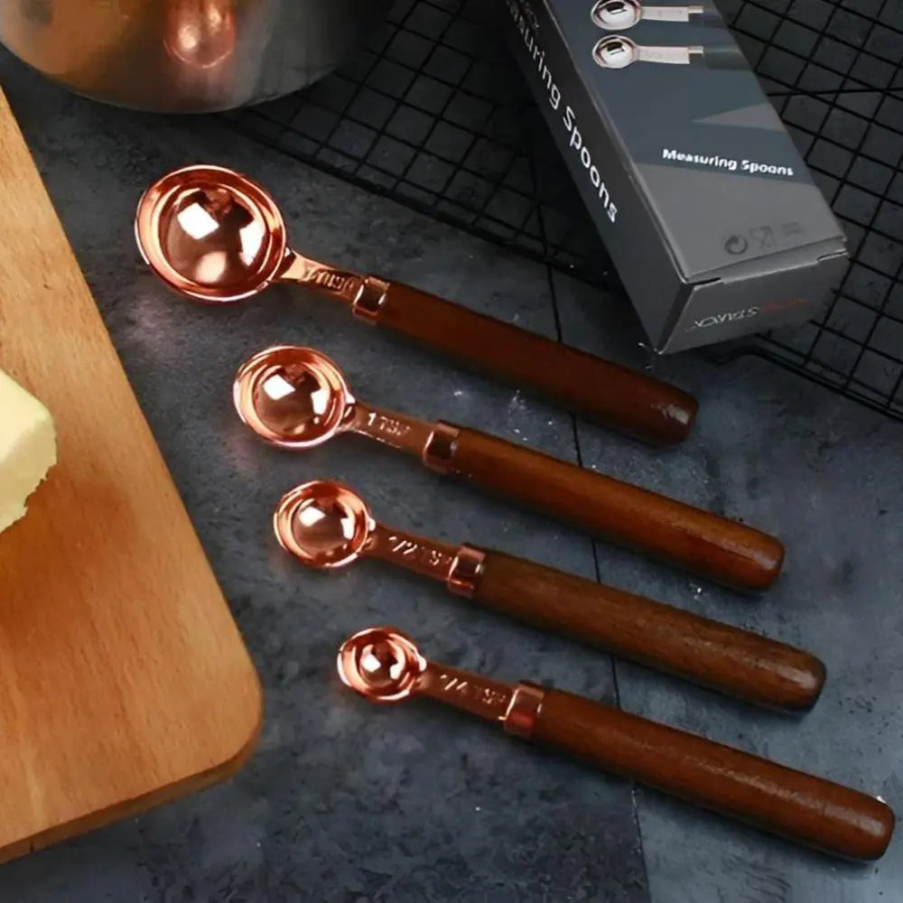 Copper Measuring Set | Cups & Spoons – Walnut Handle Kitchen Tools TARHUS Cooking Utensils
