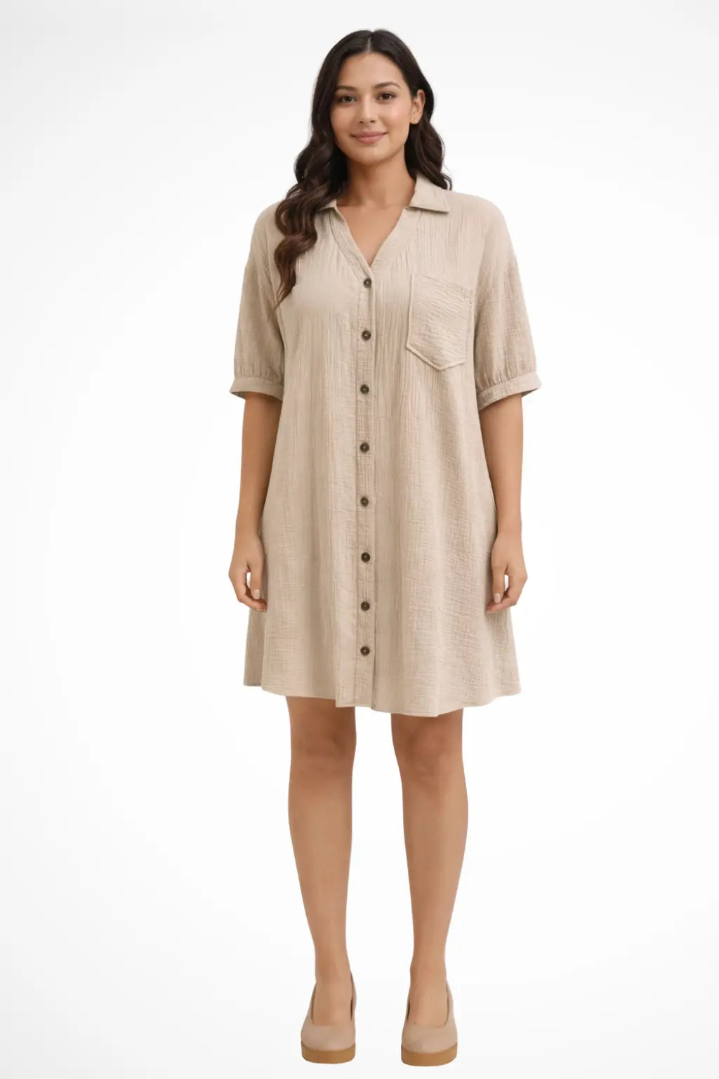Rosalind | Women’s Short Sleeve Button Up Shirt Midi Dress TARHUS Summer Dresses