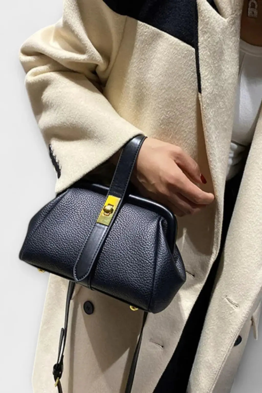 Joanna | Women Structured Mini Top Handle Crossbody Bag with Gold Clasp TARHUS