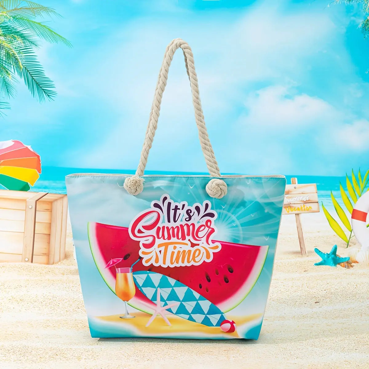 Amara | Blue Mandala Print Tote Bag – Casual Rope Handle Shoulder Bag TARHUS Shoulder Bag