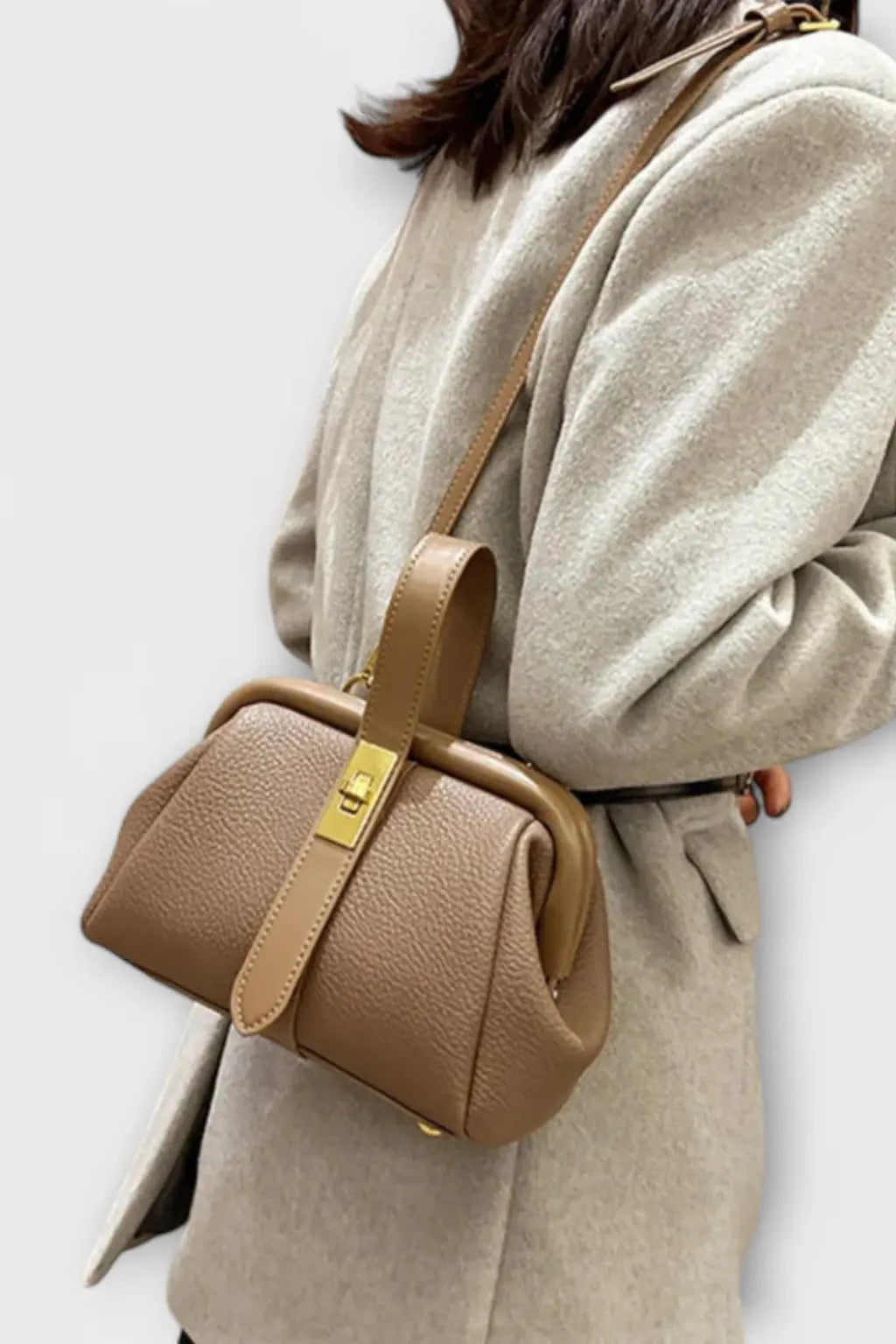 Joanna | Women Structured Mini Top Handle Crossbody Bag with Gold Clasp TARHUS