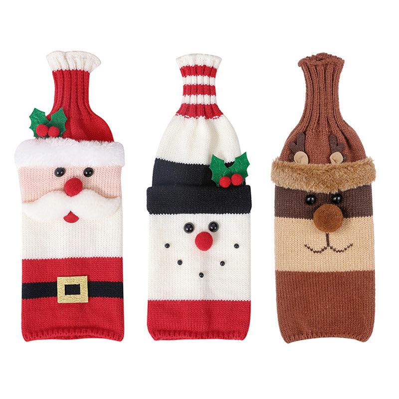 Knitted Christmas Wine Bottle Covers – Santa & Snowman Holiday Sleeves | FestiveSanta TARHUS Christmas