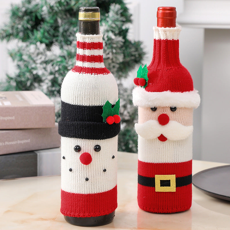 Knitted Christmas Wine Bottle Covers – Santa & Snowman Holiday Sleeves | FestiveSanta TARHUS Christmas