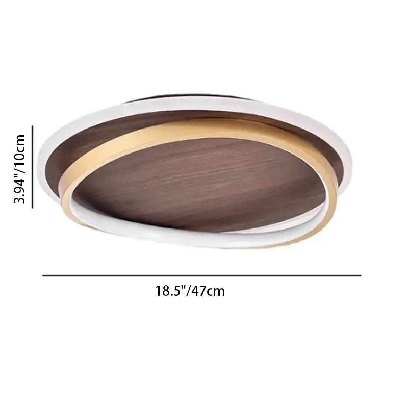 Nordic Minimalist Circular Walnut Grain LED Flush Mount Ceiling Light - TARHUS