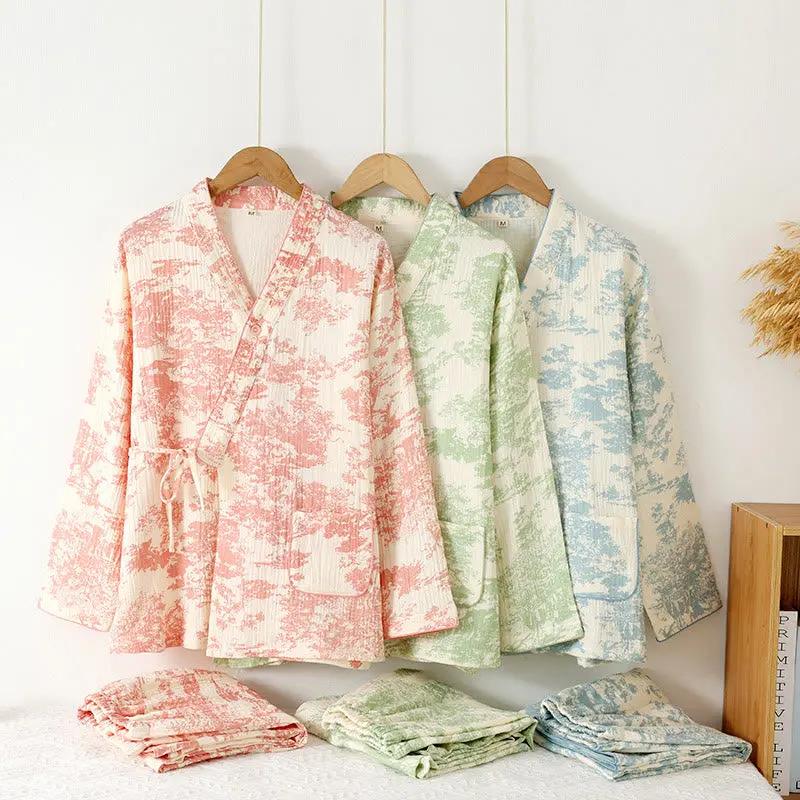 Refresh Cotton Gauze Kimono Pajama Set - TARHUS