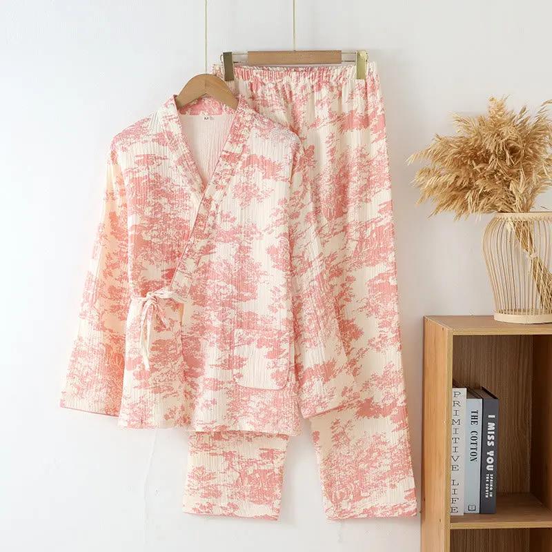 Refresh Cotton Gauze Kimono Pajama Set - TARHUS