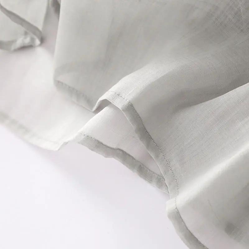 Buddha Stones Casual Accordion Pleat Plain V-neck Short Sleeve Cotton Midi Dress With Pockets - TARHUS