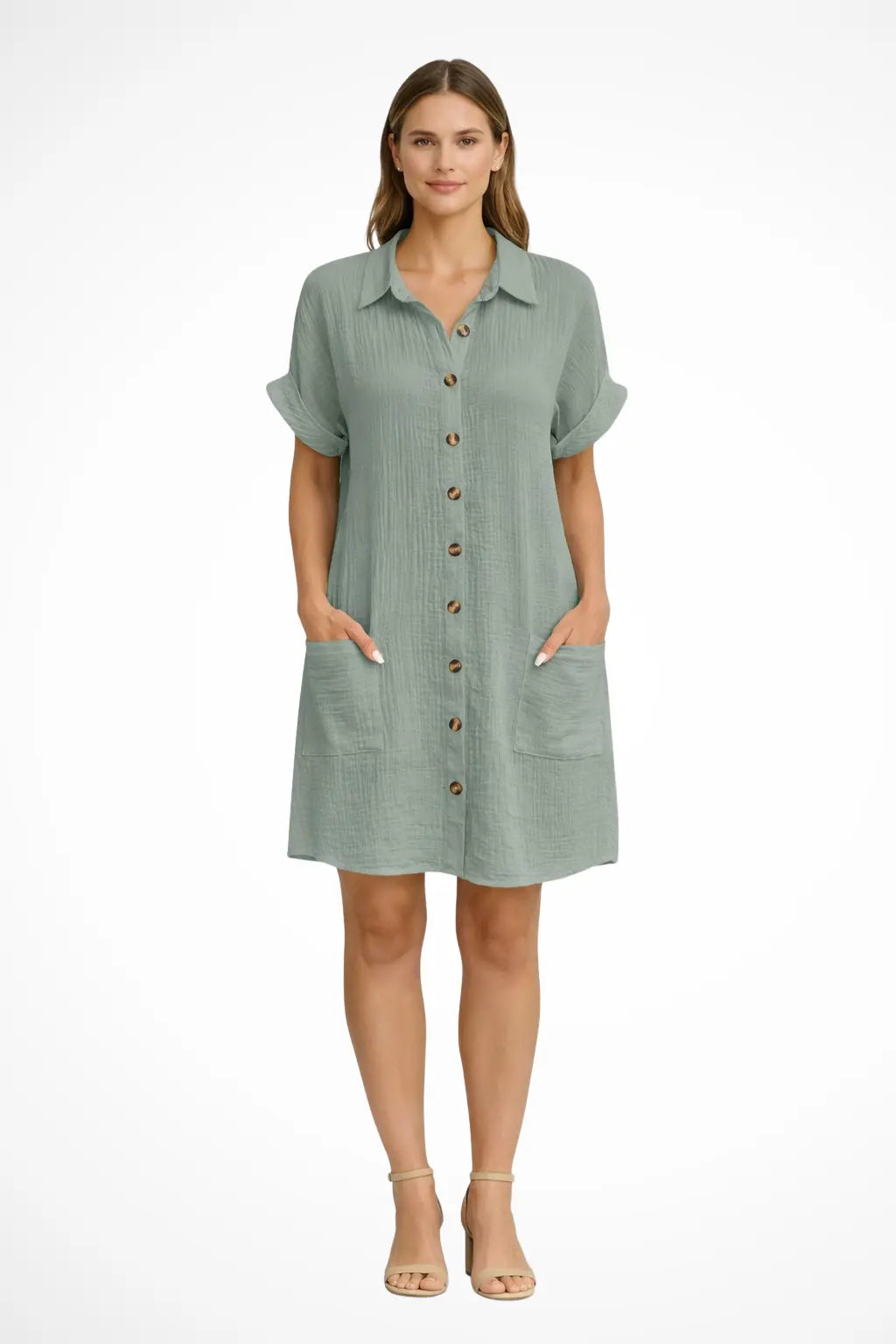 Maren | Women’s Button Front Short Sleeve Summer Beach Dress TARHUS
