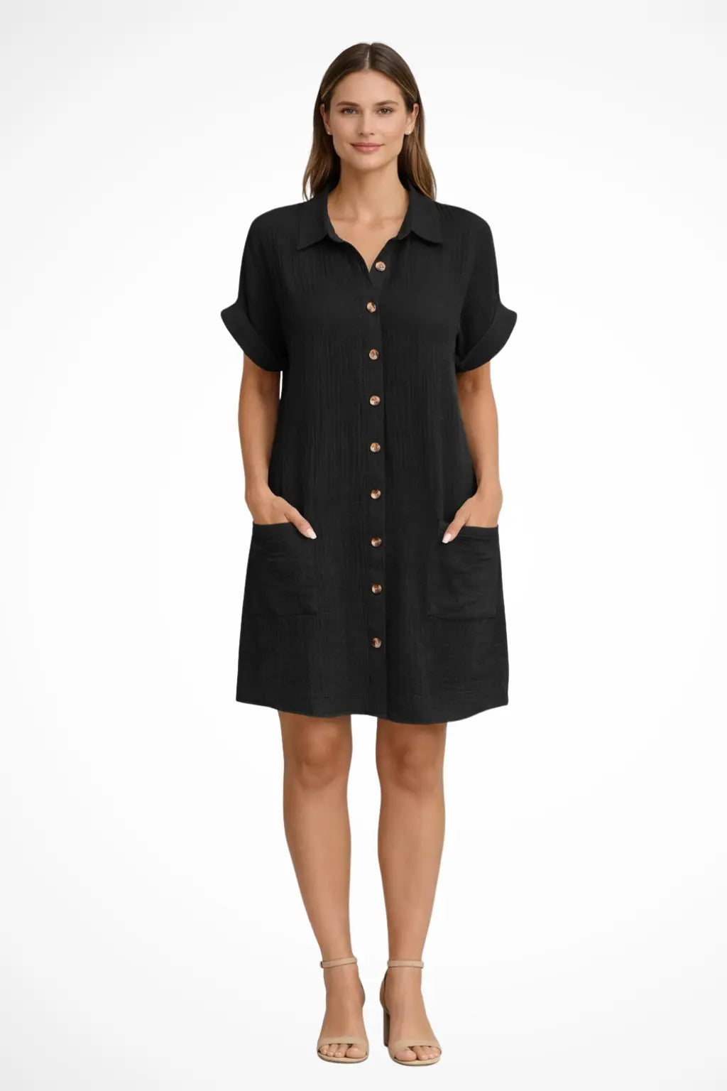 Maren | Women’s Button Front Short Sleeve Summer Beach Dress TARHUS