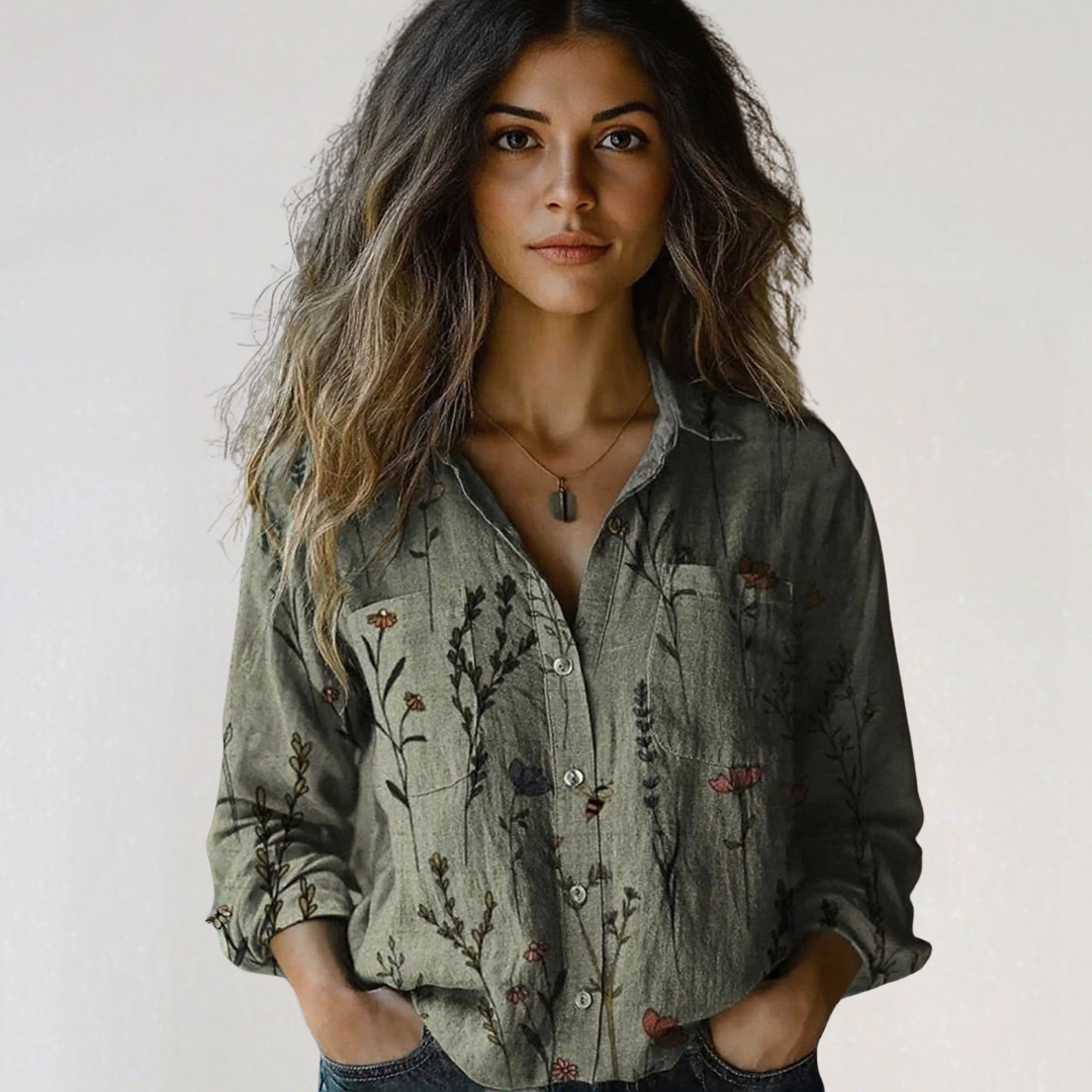 Georgeena | Vintage Cotton Long Sleeve Shirt – Women’s Casual Button Down Blouse TARHUS Women Clothing