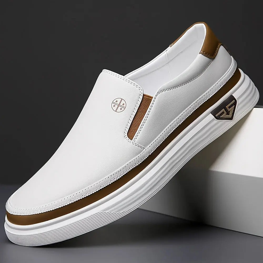Jackson | Men’s Slip-On Loafers – White Casual Leather Sneakers TARHUS Men Shoes