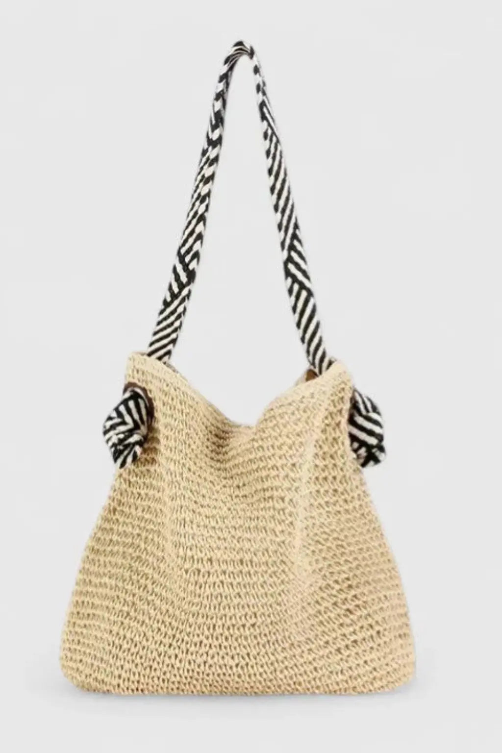 Briar | Women Woven Straw Contrast Strap Shoulder Tote Bag TARHUS