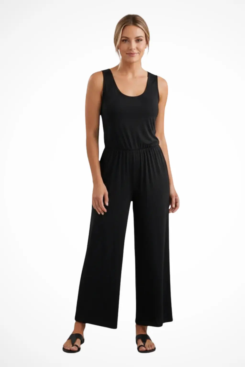 Blythe | Women Sleeveless Round Neck Wide Leg Jumpsuit with Pockets TARHUS