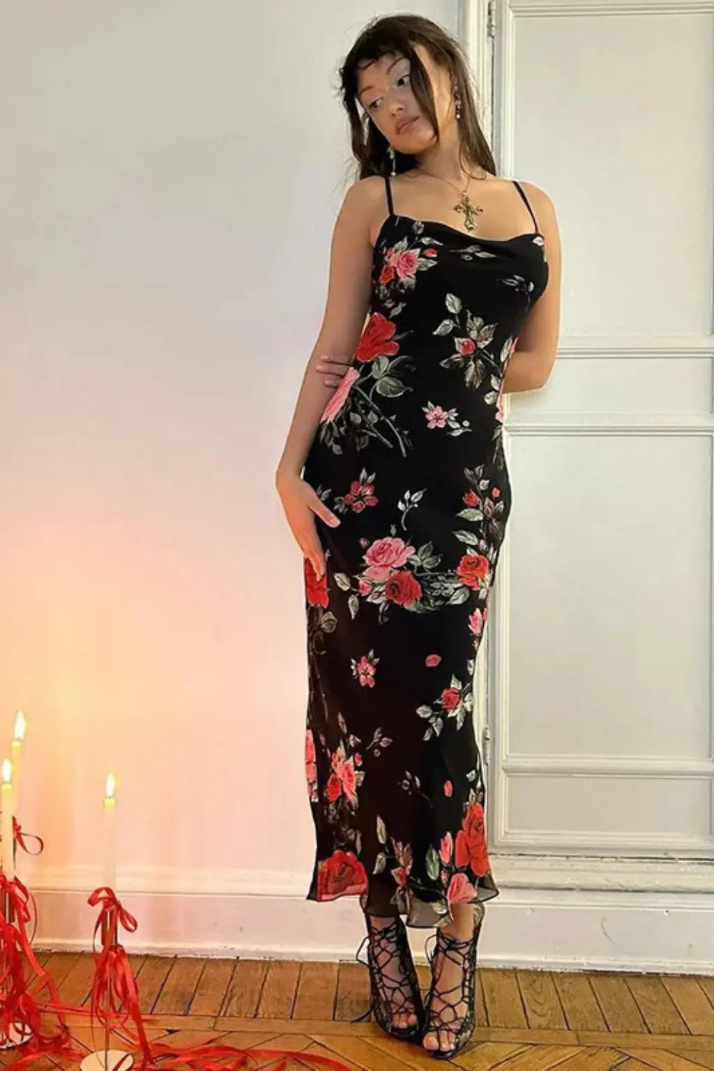 Elara | Women Floral Spaghetti Strap Maxi Summer Wedding Dress TARHUS