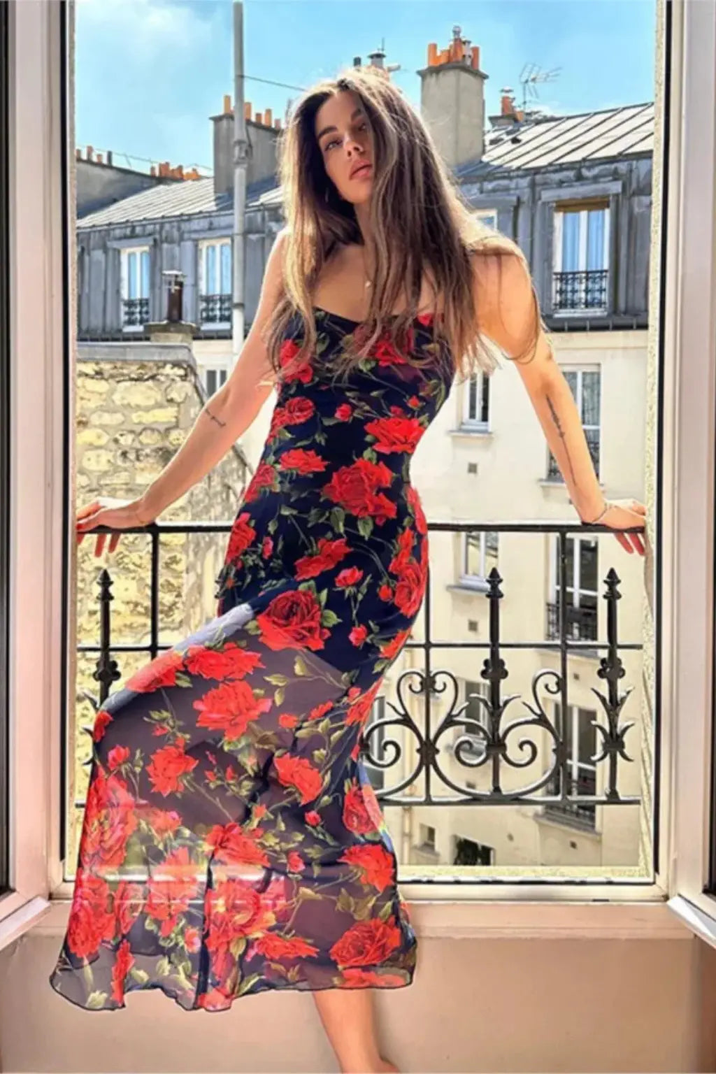 Elara | Women Floral Spaghetti Strap Maxi Summer Wedding Dress TARHUS