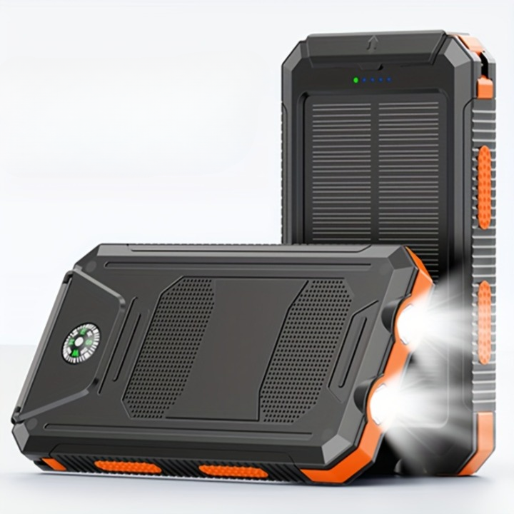 Portable Solar Power Bank with Dual USB Ports & LED Flashlight TARHUS Electronics & Accessories