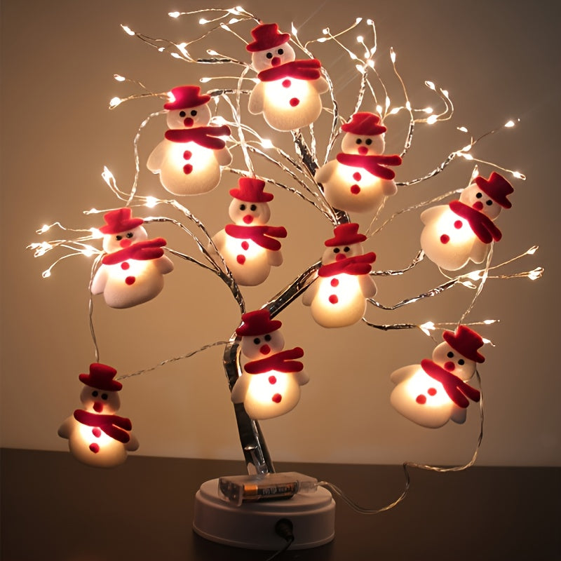 LED Snowman Tree Lights – Warm White Battery-Powered Holiday Decor TARHUS Christmas