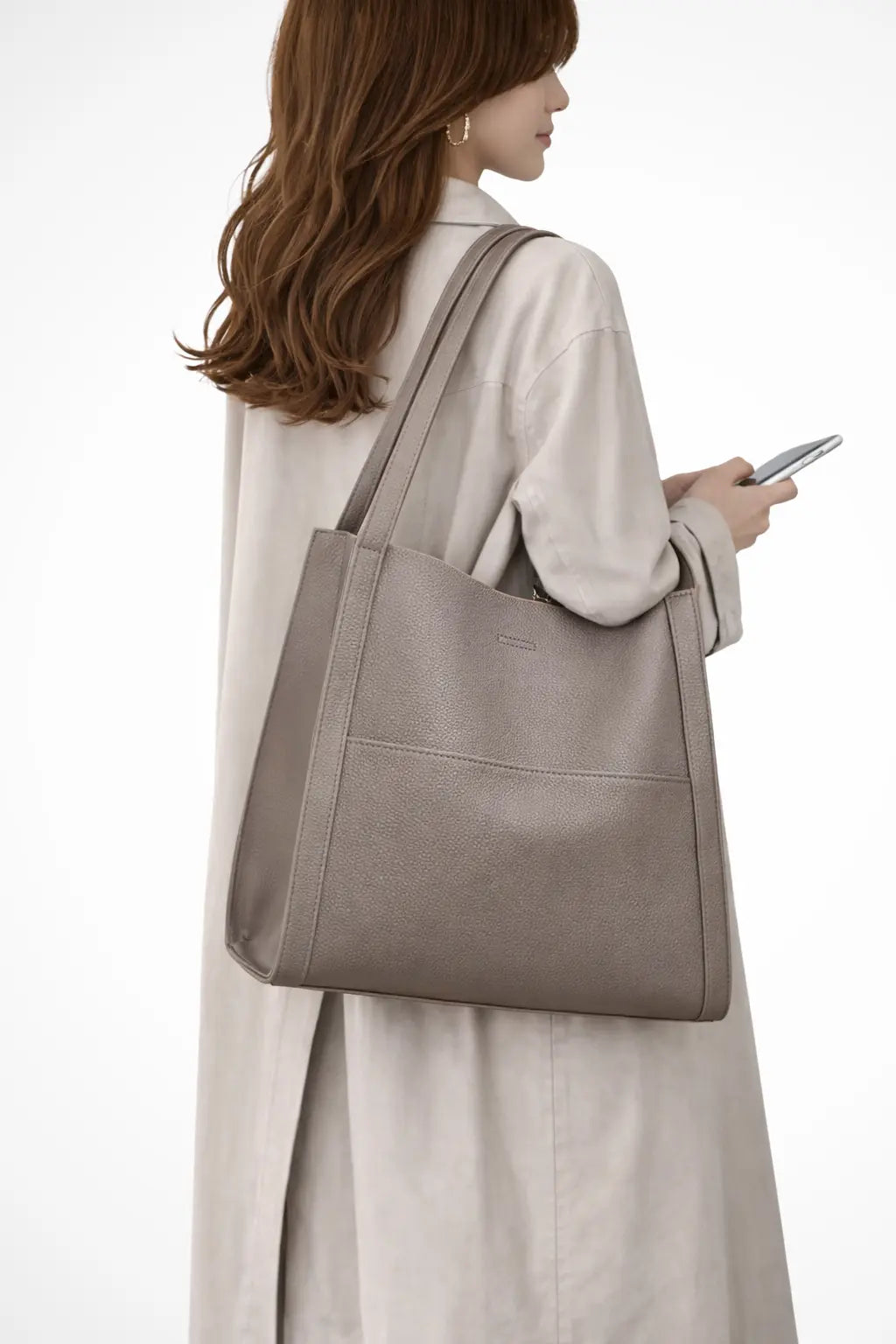 Neva | Women Structured Front Pocket Textured Tote Shoulder Bag TARHUS