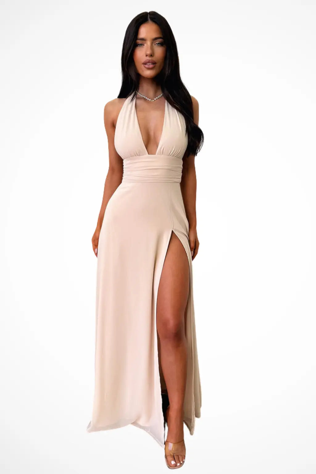 Kaelira | Women’s Halter Neck Maxi Dress with Side Slit TARHUS Maxi Dress