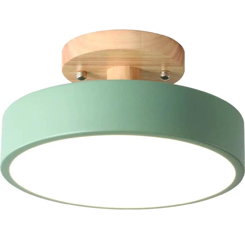 Nordic Wood LED Ceiling Light – Round Semi-Flush Mount Fixture with Natural Log Finish for Bedroom & Living Room - TARHUS