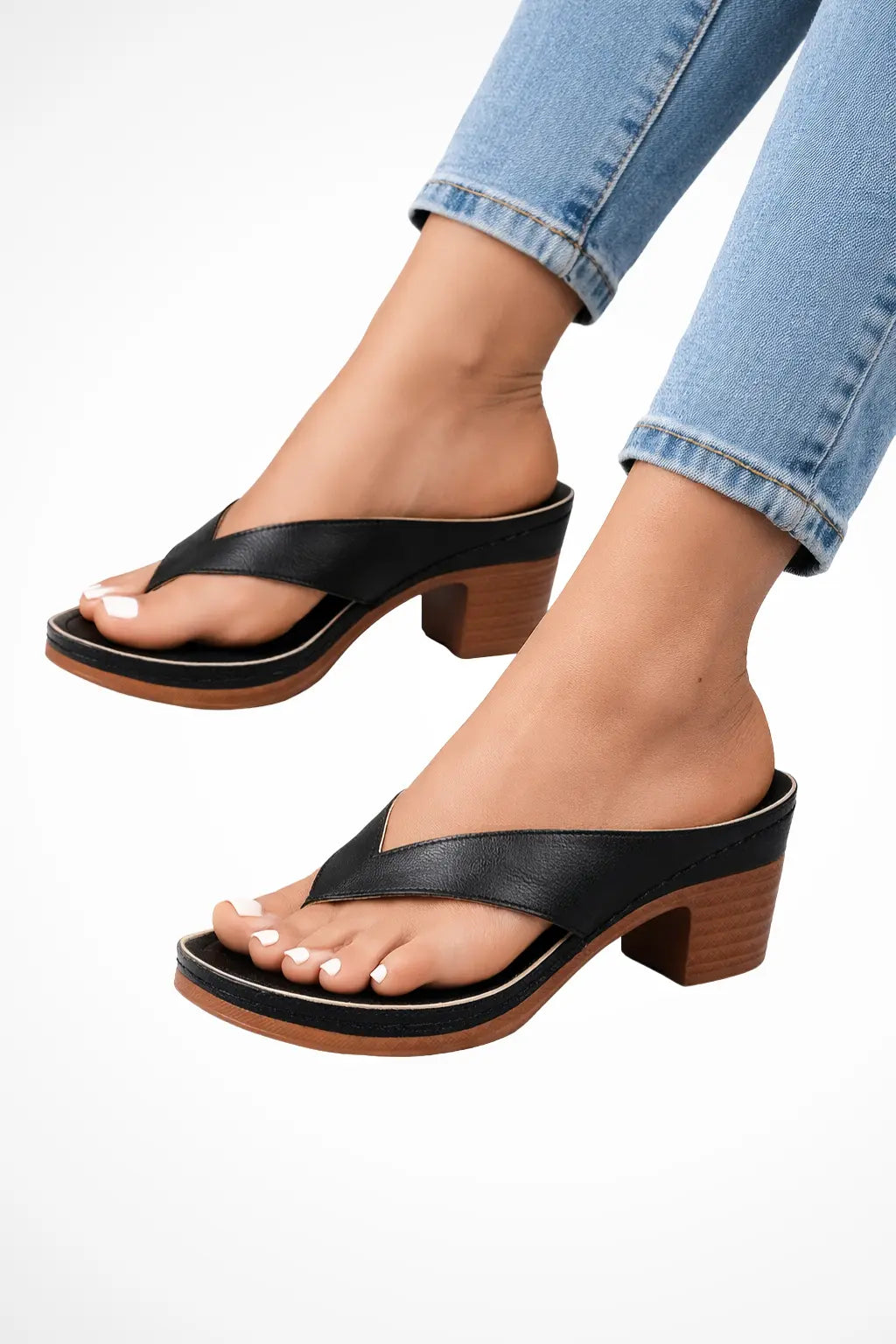 Felicity | Women Metallic Toe Post Block Heel Flip Flop Sandals TARHUS
