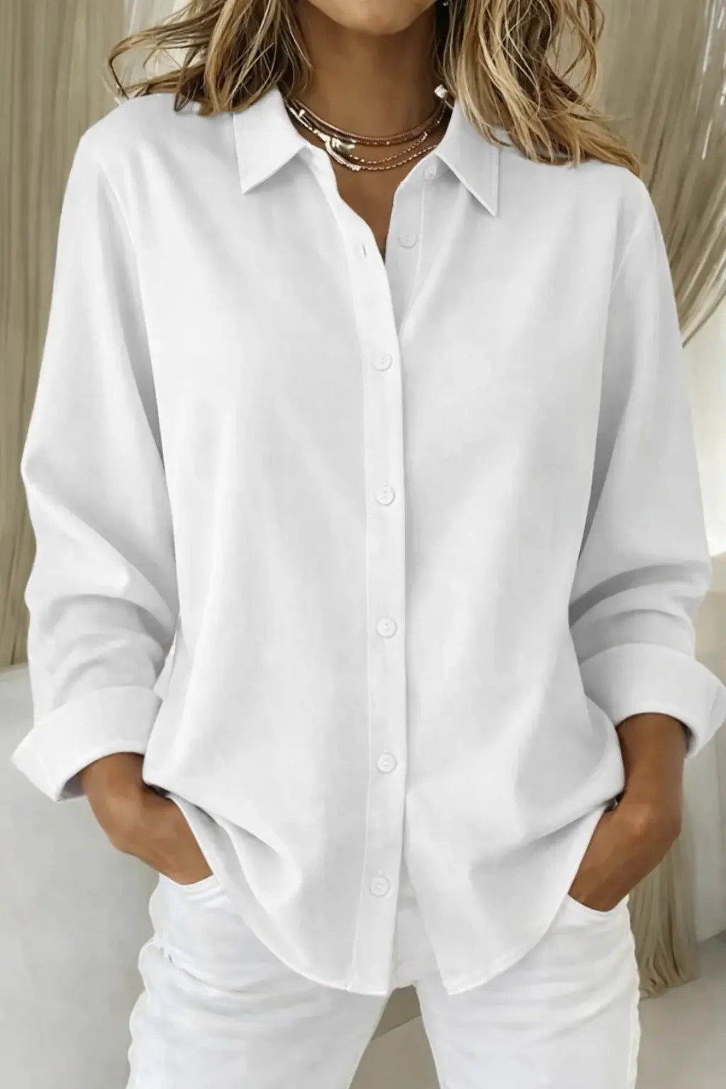 Darcy | Women Relaxed Fit Long Sleeve Collared Button Down Shirt TARHUS