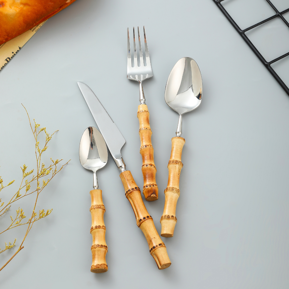 Bamboo | Natural Flatware Set – Eco-Friendly Dining Utensils for Modern Tableware TARHUS Kitchen Accessories