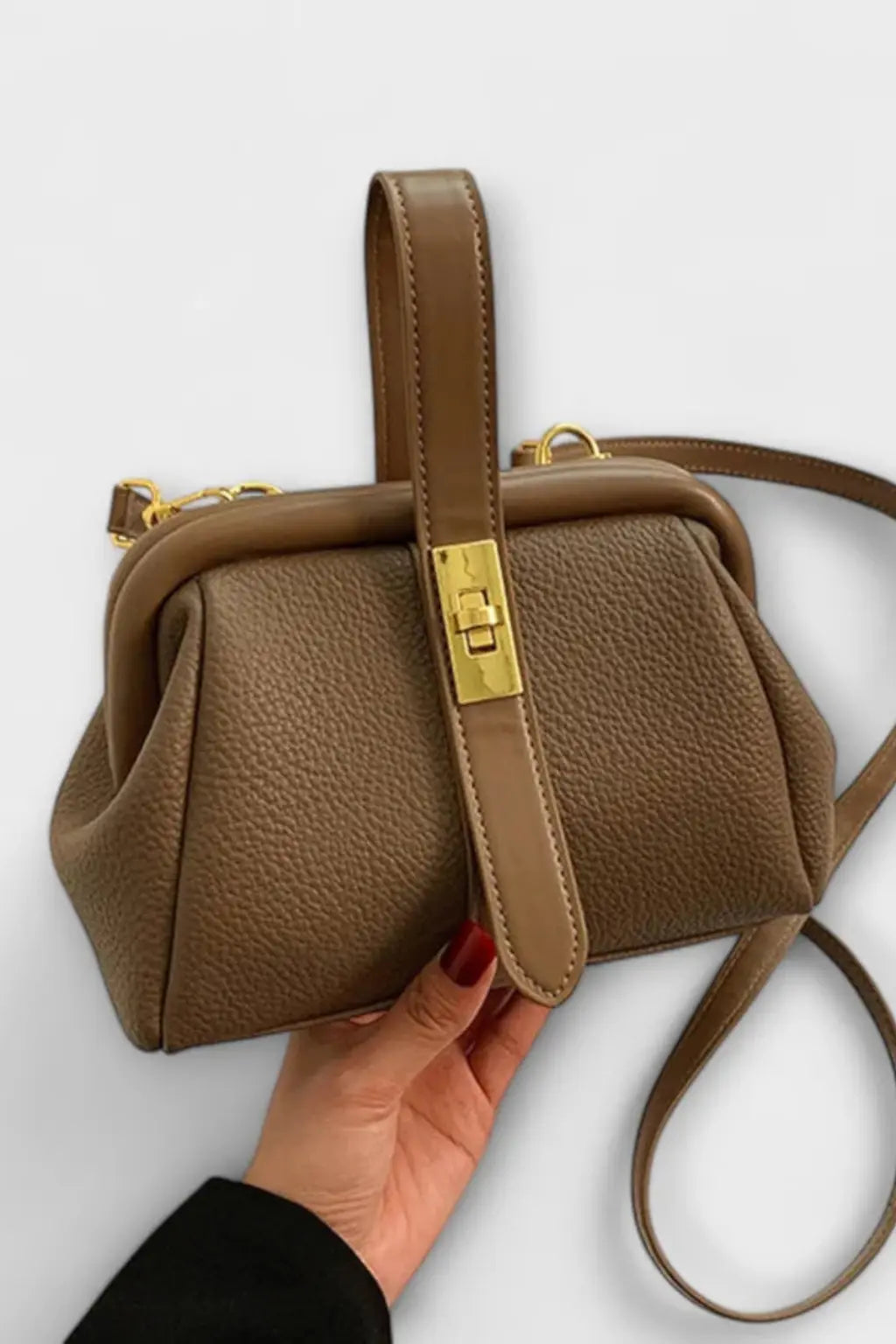 Joanna | Women Structured Mini Top Handle Crossbody Bag with Gold Clasp TARHUS
