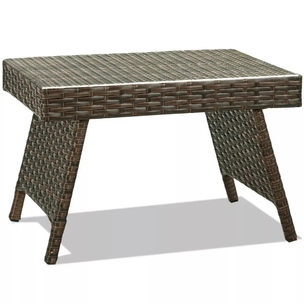 Foldable Rattan Wicker Side Table – Weatherproof Indoor/Outdoor Table - TARHUS