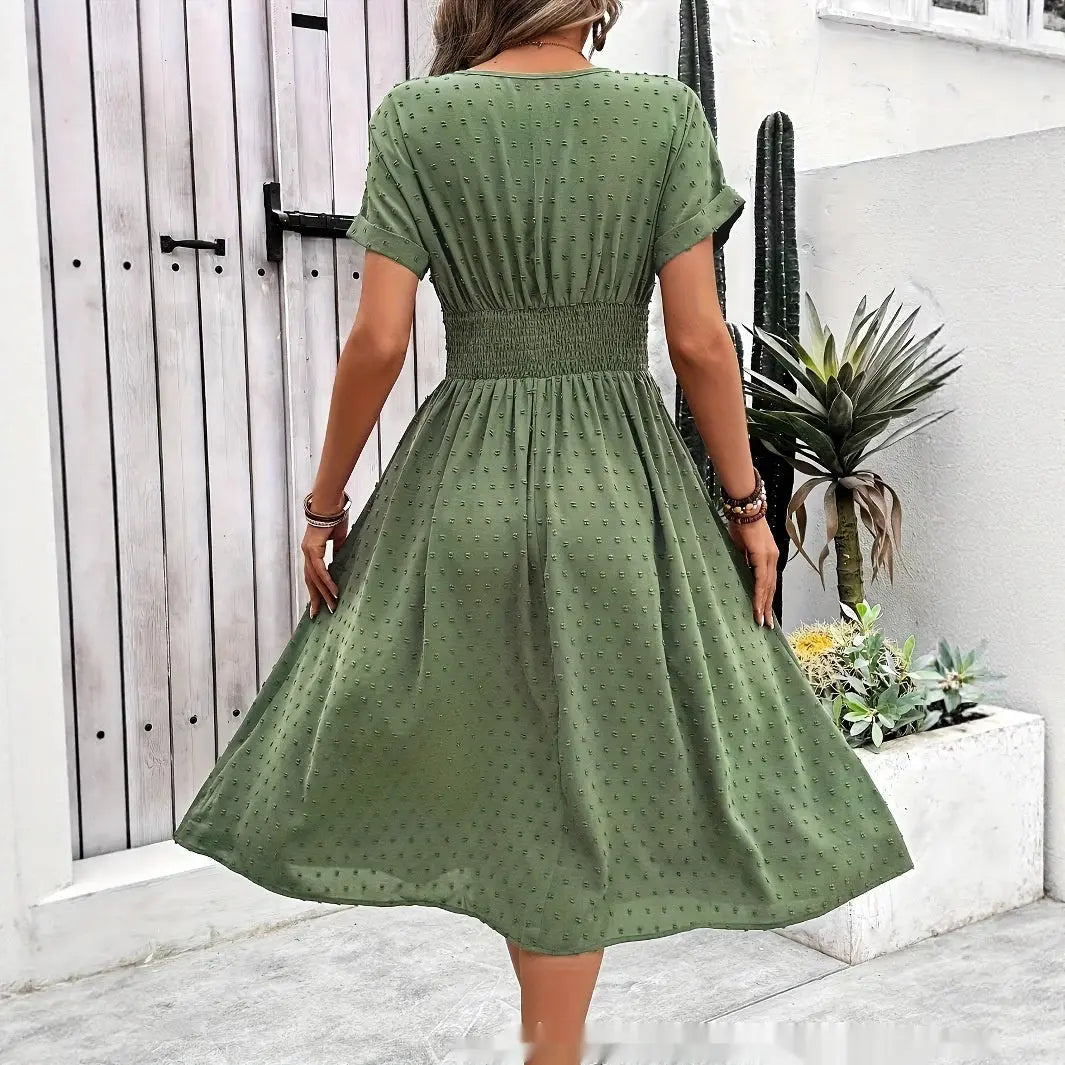 Dotted Chiffon Wrap Maxi Dress with V-Neck for Women TARHUS SS - Womens - Midi Dress