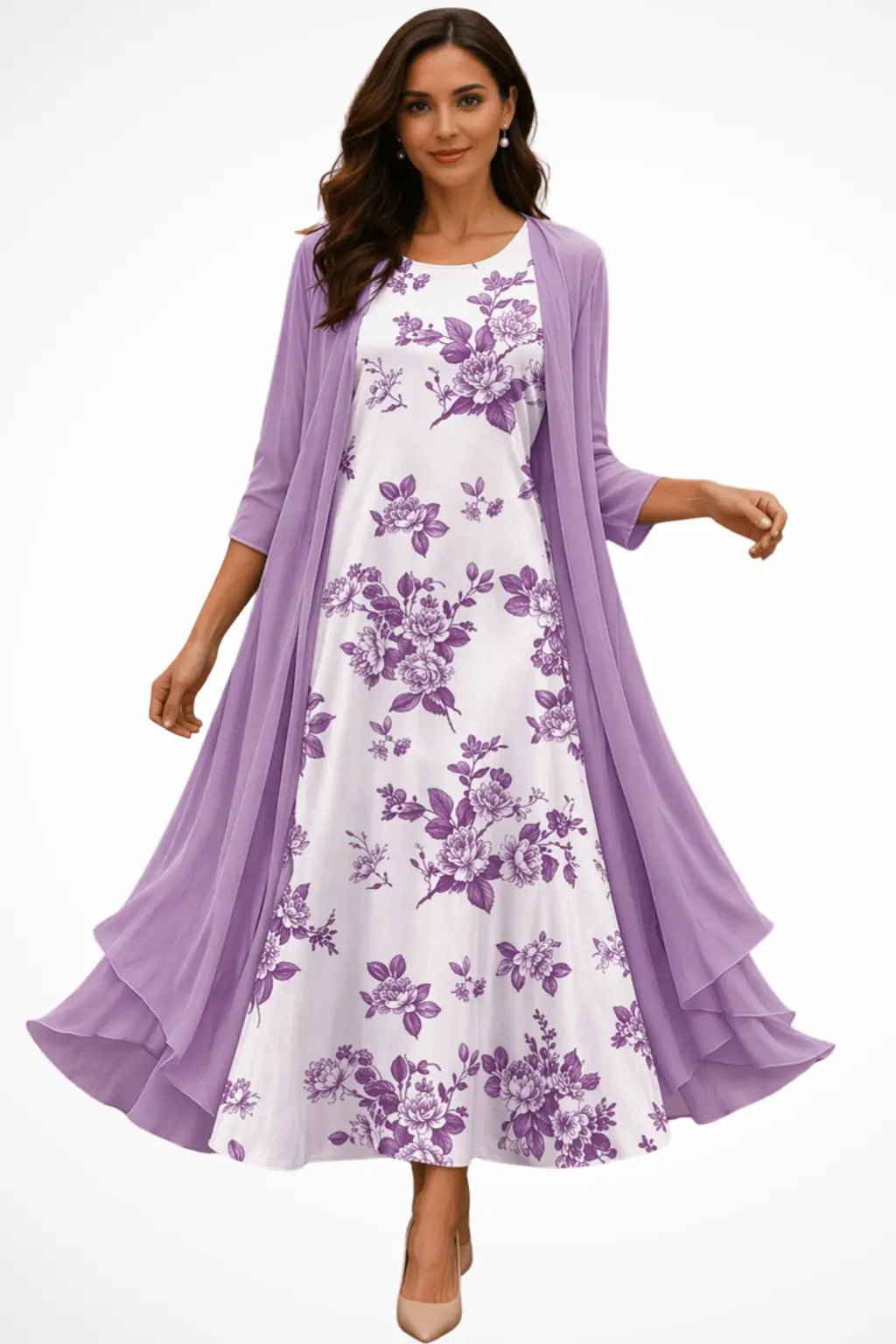 Dorothea | Women Embroidered Wedding Guest Midi Dress with Chiffon Jacket TARHUS Mother of the Bride Dresses