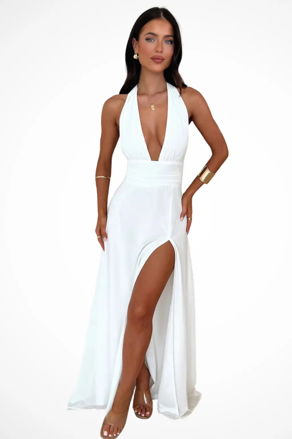 Kaelira | Women’s Halter Neck Maxi Dress with Side Slit TARHUS Maxi Dress