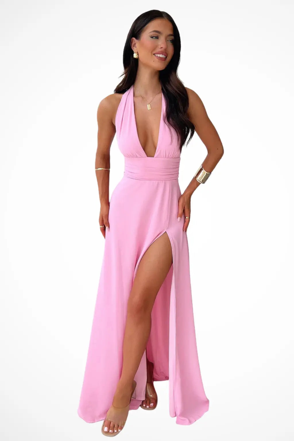 Kaelira | Women’s Halter Neck Maxi Dress with Side Slit TARHUS Maxi Dress
