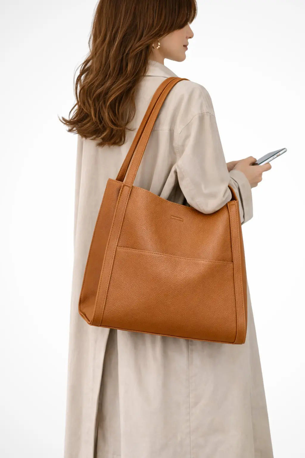 Neva | Women Structured Front Pocket Textured Tote Shoulder Bag TARHUS
