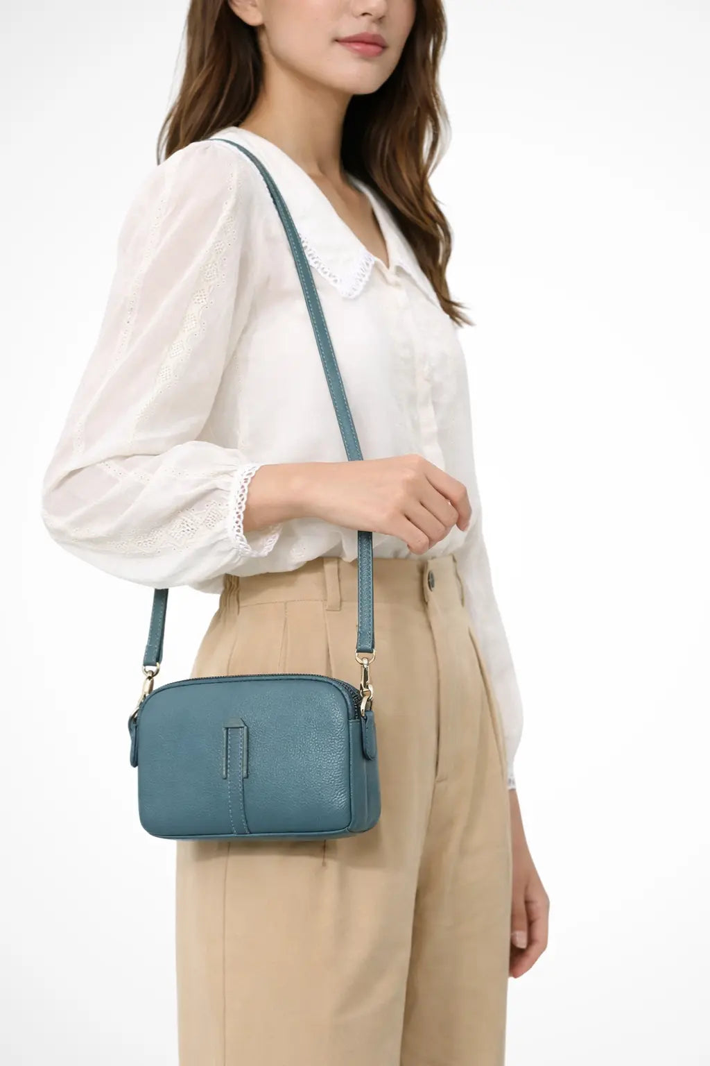 Pella | Women Compact Double Zip Crossbody Shoulder Bag TARHUS