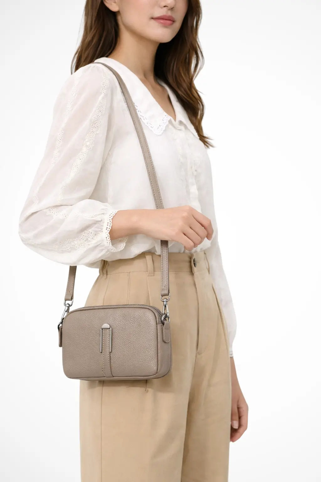Pella | Women Compact Double Zip Crossbody Shoulder Bag TARHUS