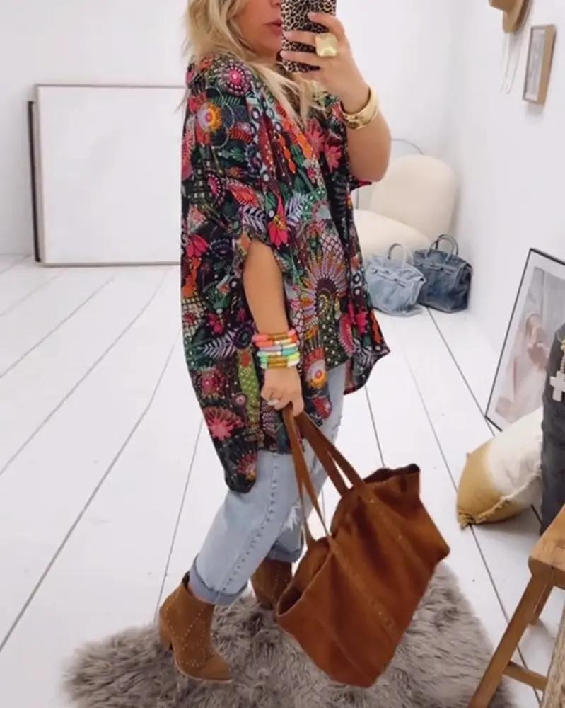 Loose Fit Printed Blouse – Casual Summer Shirt with Half Sleeves | Amara TARHUS Blouses & Shirts